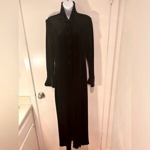 Long Black Velvet Women's Coat